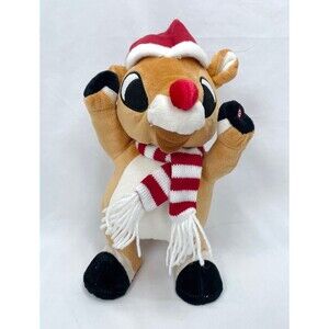 Gemmy Rudolph Red Nosed‎ Reindeer Christmas Singing Dance Animated Santa Hat